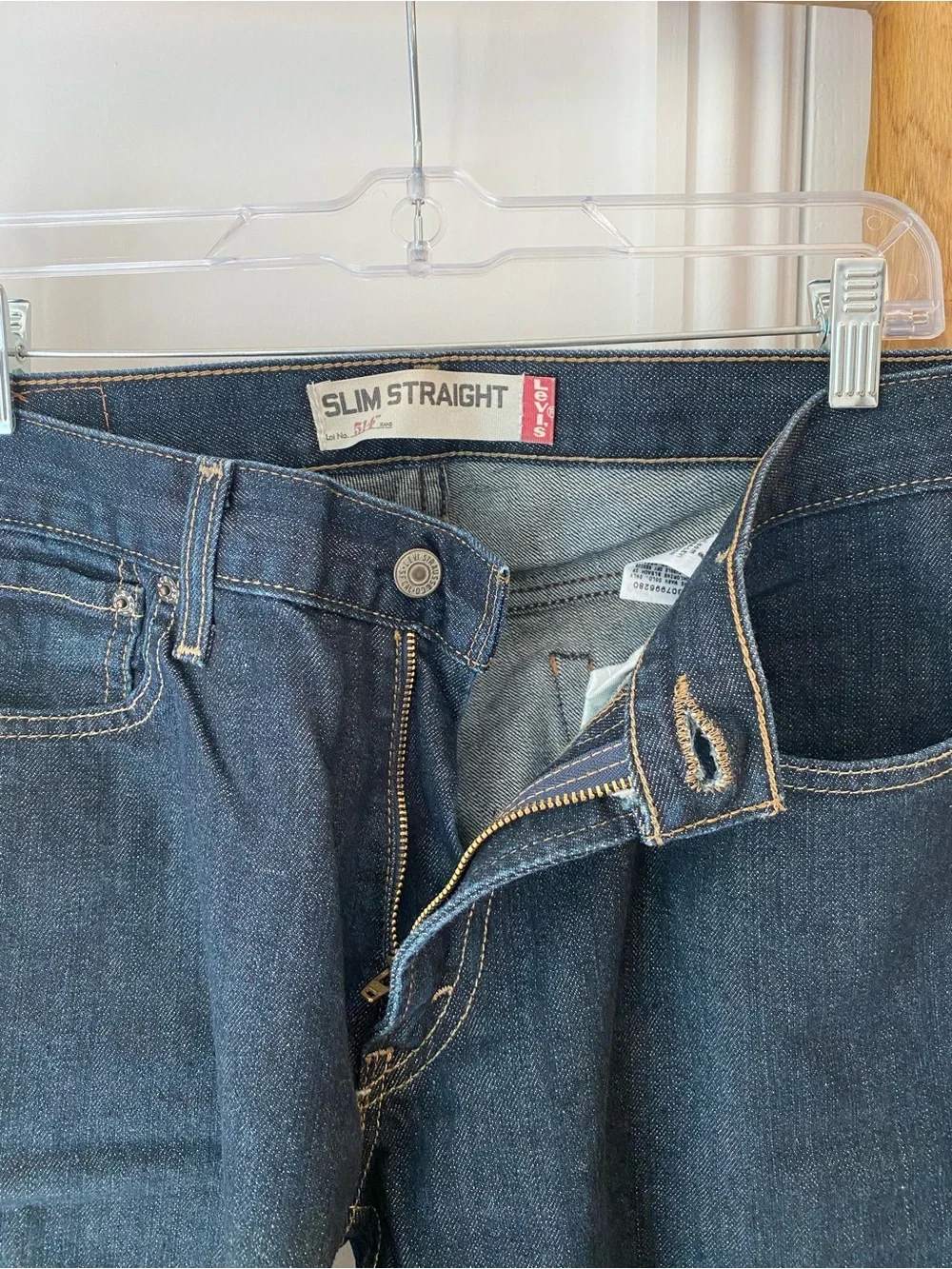 Levi's 514 Jeans Mens 34x30 Slim Straight 100% Cotton Dark Denim Blue Wash